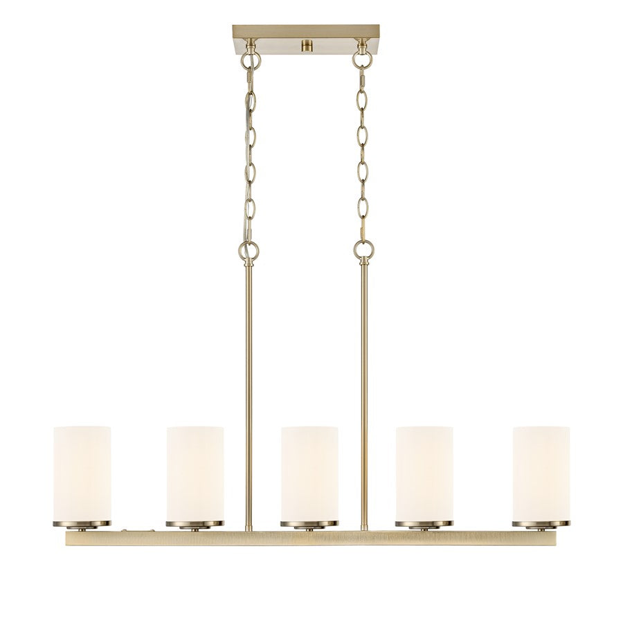 Millennium Verlana 35" 5Lt Linear Chandelier, Gold/Etched White