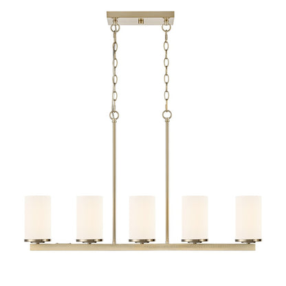 Millennium Verlana 35" 5Lt Linear Chandelier, Gold/Etched White