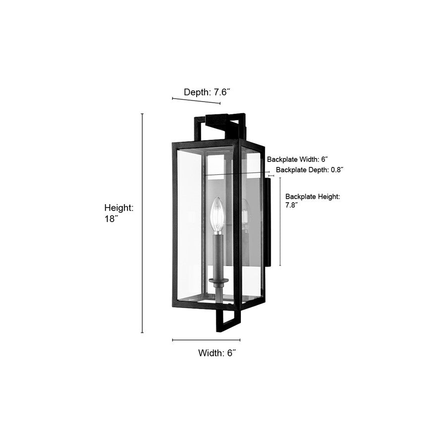 Millennium Lighting Lamont 1Lt Outdoor Wall Sconce, Black/Clear