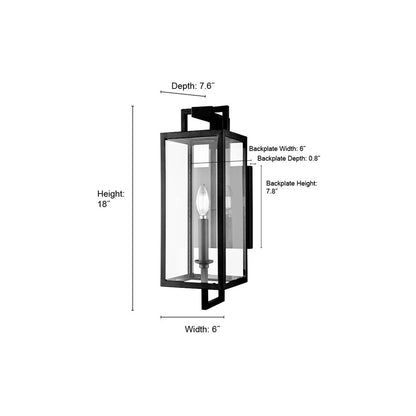 Millennium Lighting Lamont 1Lt Outdoor Wall Sconce, Black/Clear
