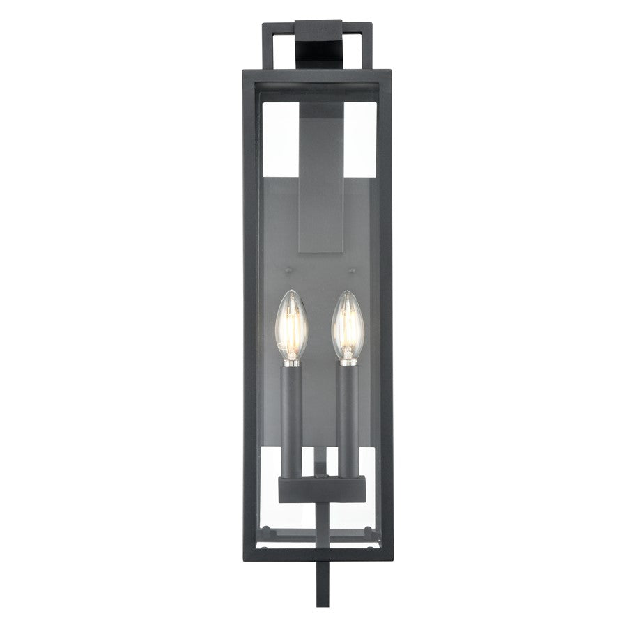 Millennium Lighting Lamont 2Lt Outdoor Wall Sconce, Black/Clear - 280002-TBK