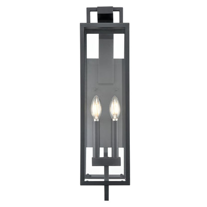 Millennium Lighting Lamont 2Lt Outdoor Wall Sconce, Black/Clear - 280002-TBK