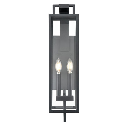 Millennium Lighting Lamont 2Lt Outdoor Wall Sconce, Black/Clear - 280002-TBK