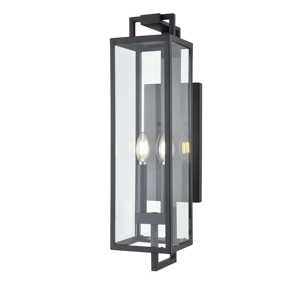 Millennium Lighting Lamont 2Lt Outdoor Wall Sconce, Black/Clear