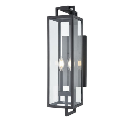 Millennium Lighting Lamont 2Lt Outdoor Wall Sconce, Black/Clear