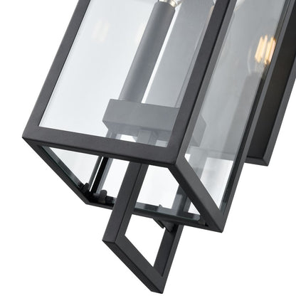 Millennium Lighting Lamont 2Lt Outdoor Wall Sconce, Black/Clear