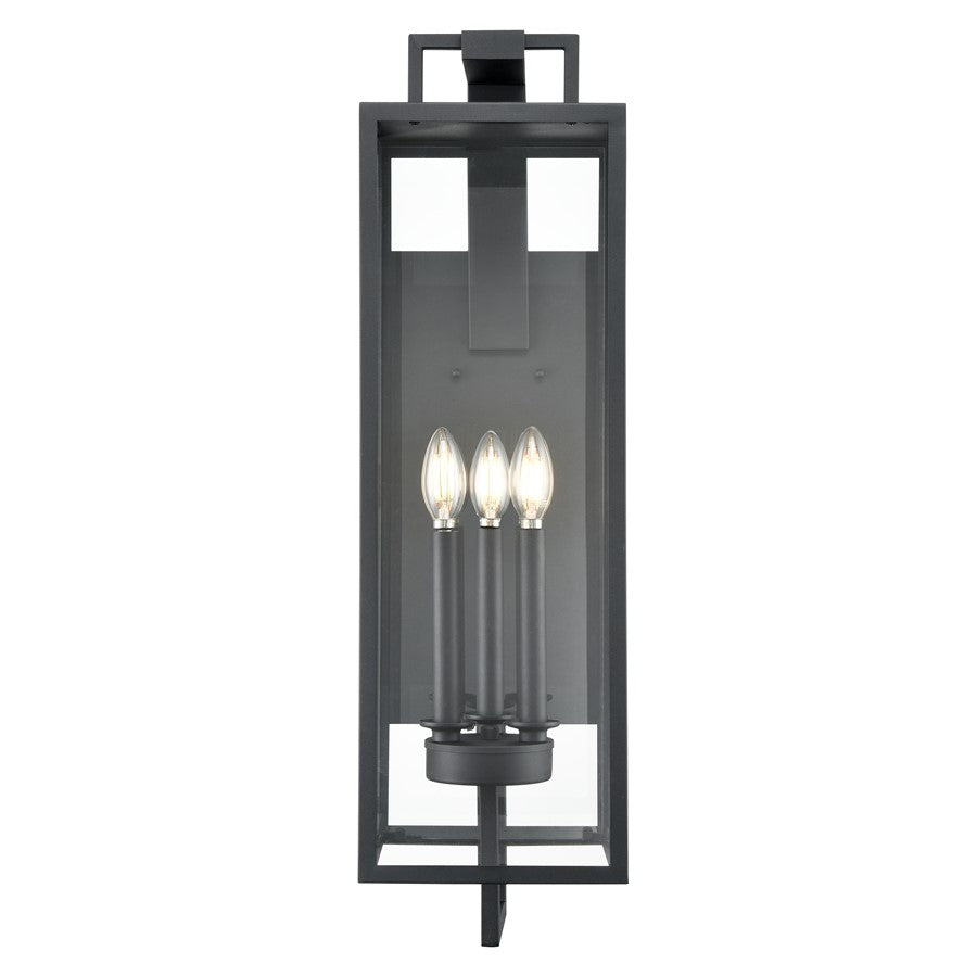 Millennium Lighting Lamont 3Lt Outdoor Wall Sconce, Black/Clear - 280003-TBK