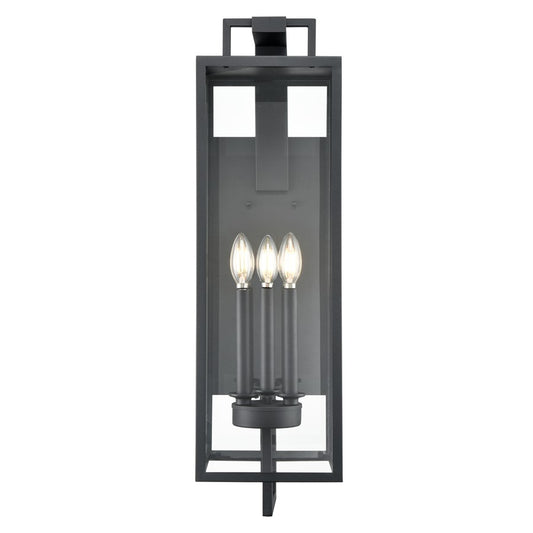 Millennium Lighting Lamont 3Lt Outdoor Wall Sconce, Black/Clear - 280003-TBK