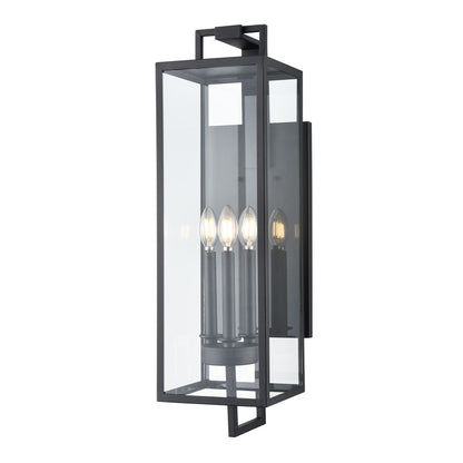 Millennium Lighting Lamont 3Lt Outdoor Wall Sconce, Black/Clear