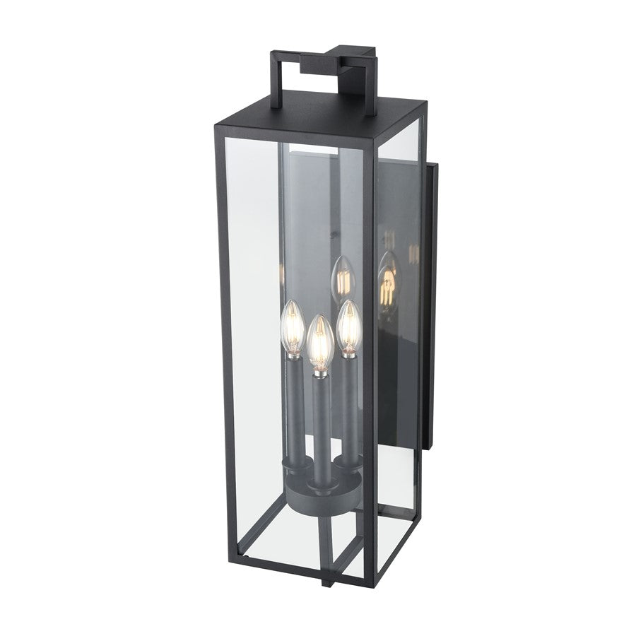Millennium Lighting Lamont 3Lt Outdoor Wall Sconce, Black/Clear