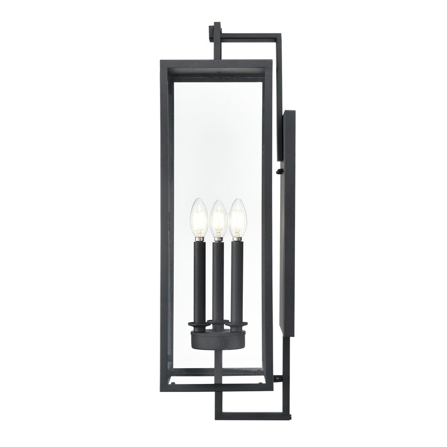 Millennium Lighting Lamont 3Lt Outdoor Wall Sconce, Black/Clear