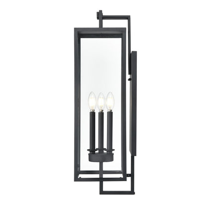 Millennium Lighting Lamont 3Lt Outdoor Wall Sconce, Black/Clear