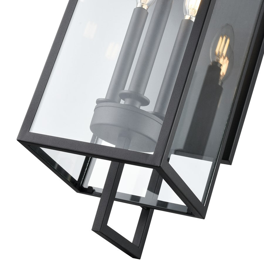 Millennium Lighting Lamont 3Lt Outdoor Wall Sconce, Black/Clear