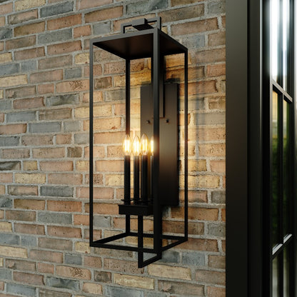 Millennium Lamont 34" High 4Lt Outdoor Wall Sconce, Black/Clear