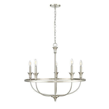 Millennium Lighting Emery 5Lt Chandelier, Brushed Nickel - 28005-BN