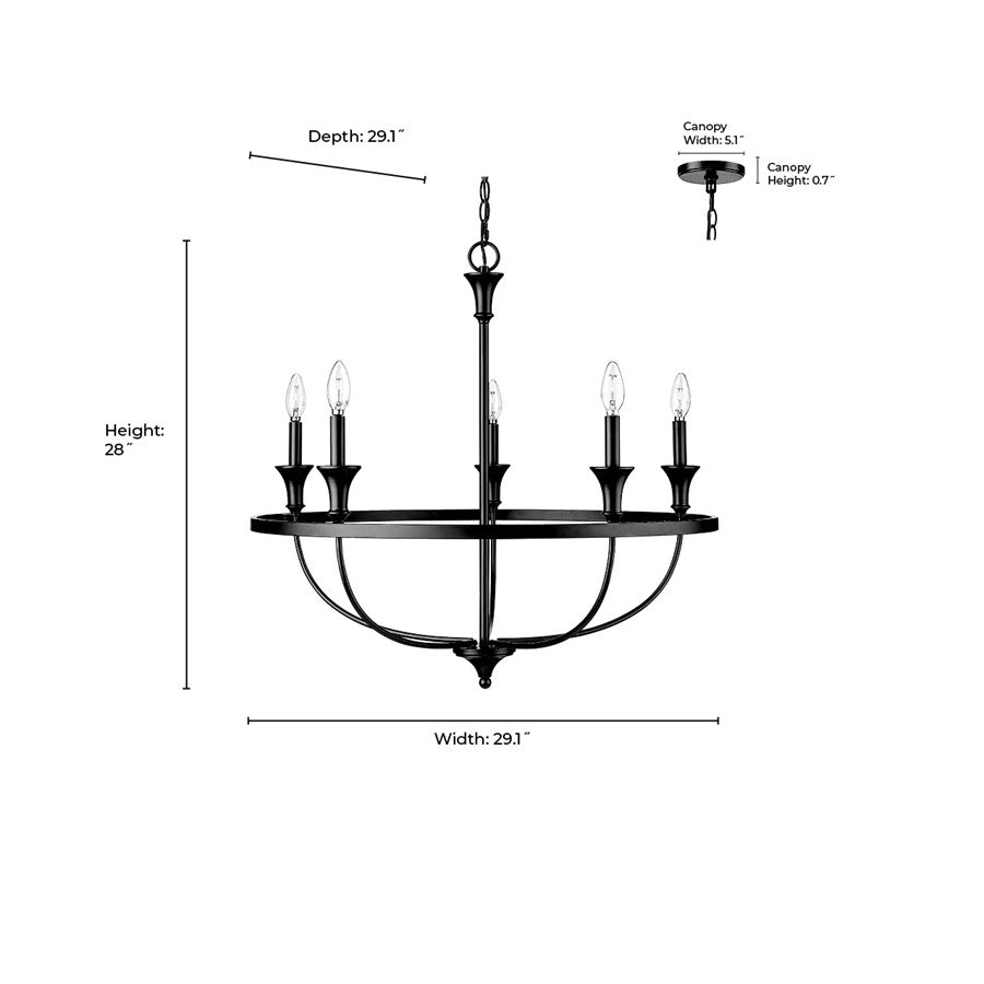 Millennium Lighting Emery 5Lt Chandelier, Brushed Nickel