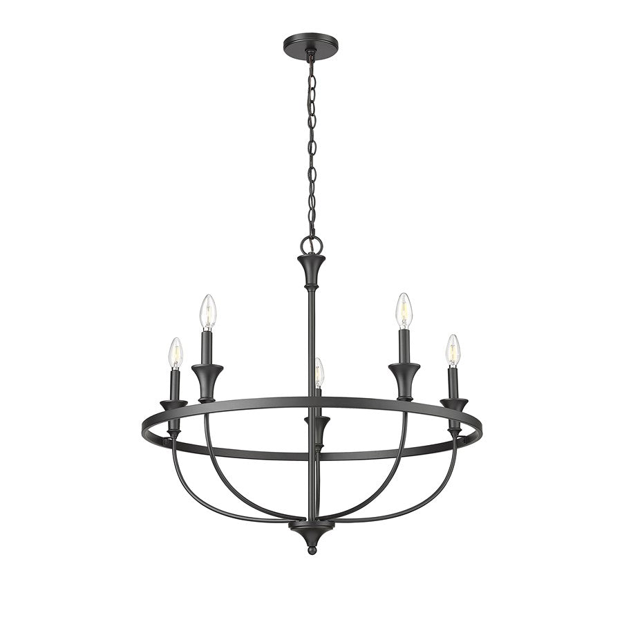 Millennium Lighting Emery 5Lt Chandelier, Black