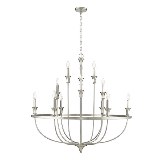 Millennium Lighting Emery 12Lt Chandelier, Brushed Nickel - 28012-BN