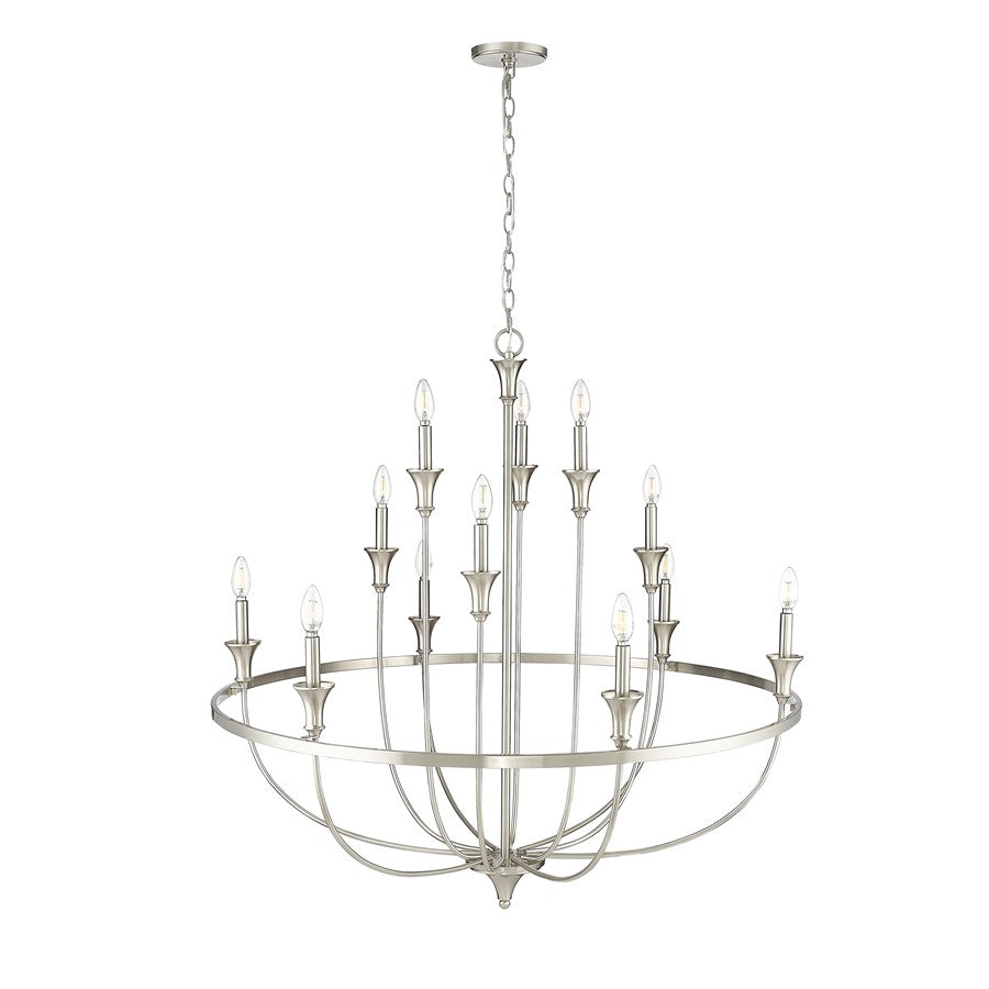 Millennium Lighting Emery 12Lt Chandelier, Brushed Nickel
