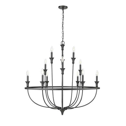 Millennium Lighting Emery 12Lt Chandelier, Black - 28012-MB