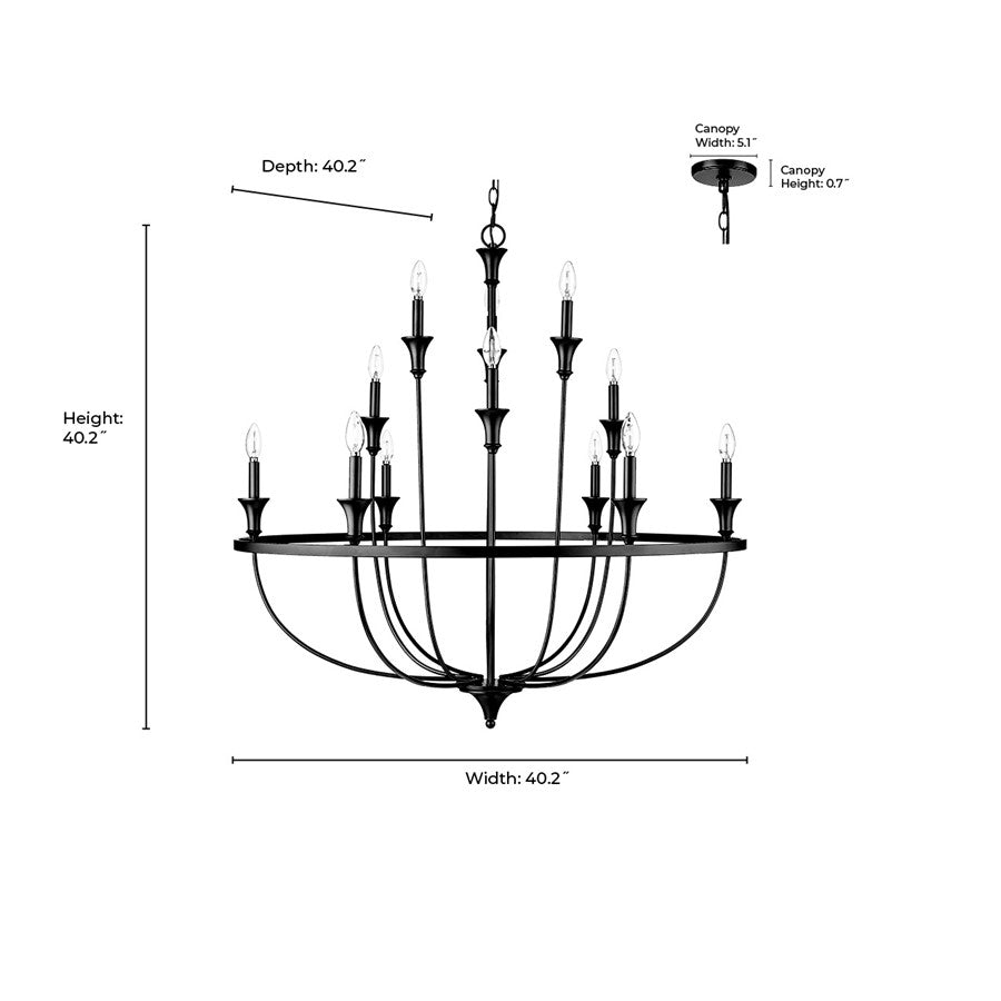 Millennium Lighting Emery 12Lt Chandelier, Modern Gold