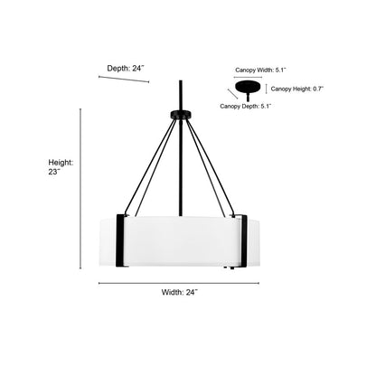 Millennium Lighting Telfar 3Lt Pendant, Black/White
