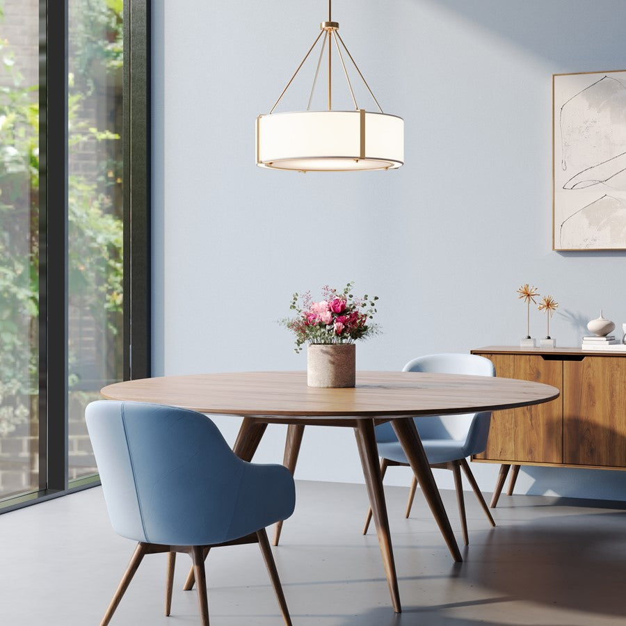 Millennium Lighting Telfar 3Lt Pendant, Modern Gold/White