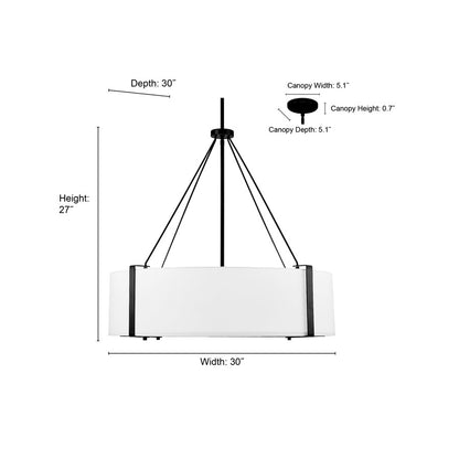 Millennium Lighting Telfar 6Lt Pendant, Modern Gold/White
