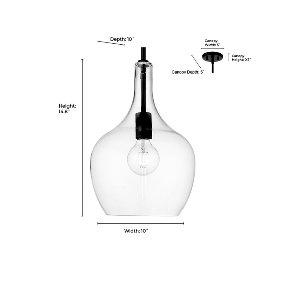 Millennium Lighting Lamara 1Lt 15" Pendant, Black
