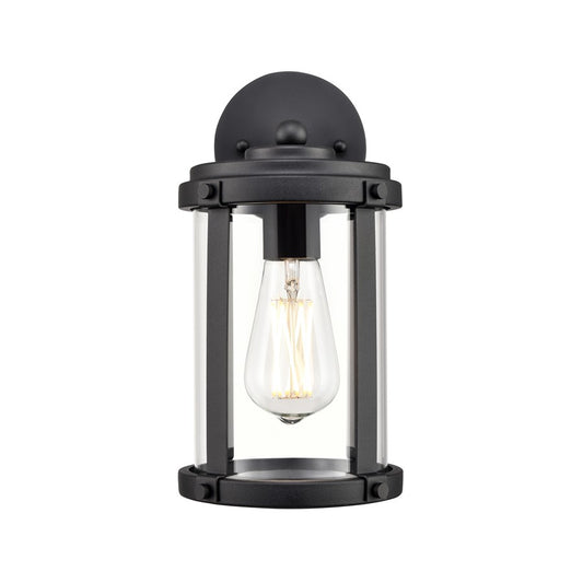 Millennium Pennfield 1Lt 11" Outdoor Wall Sconce, Black/Clear - 290001-TBK
