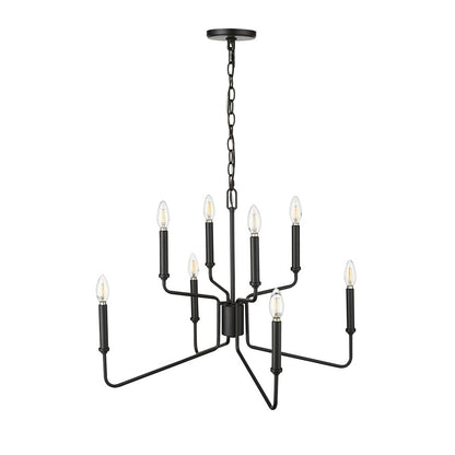 Millennium Lighting Raven 8 Light Chandelier, Matte Black