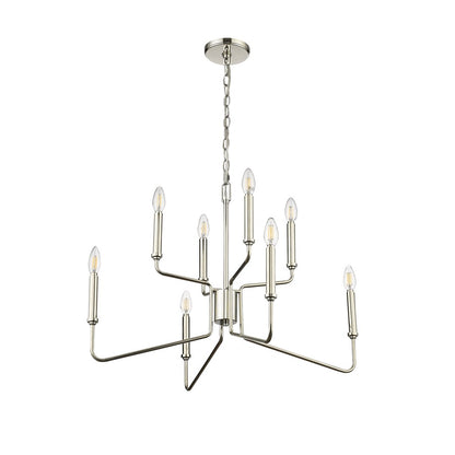 Millennium Lighting Raven 8 Light Chandelier, Polished Nickel