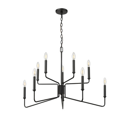 Millennium Lighting Raven 10 Light Chandelier, Matte Black