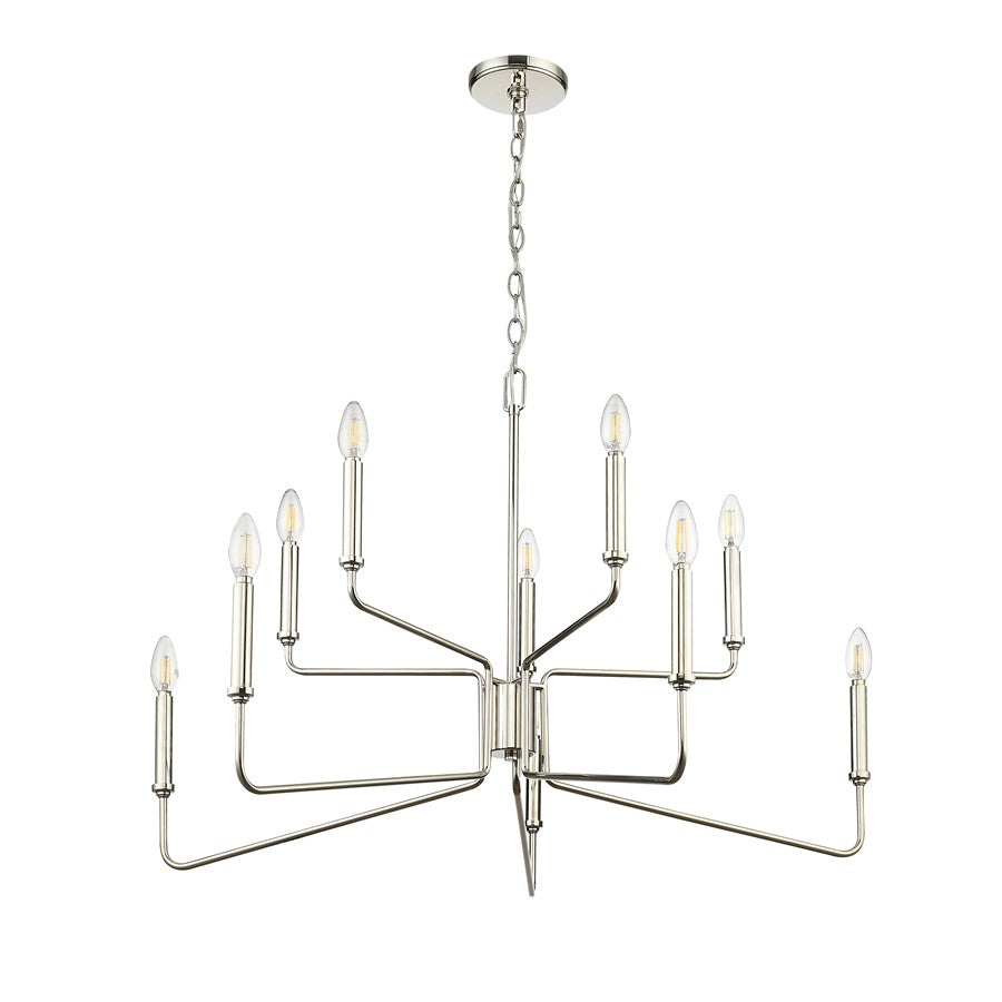 Millennium Lighting Raven 10Lt Chandelier, Polished Nickel