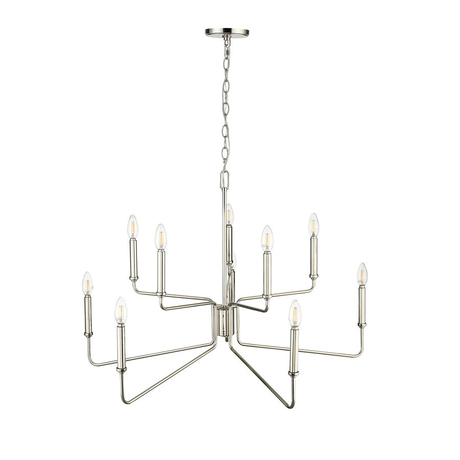 Millennium Lighting Raven 10Lt Chandelier, Polished Nickel