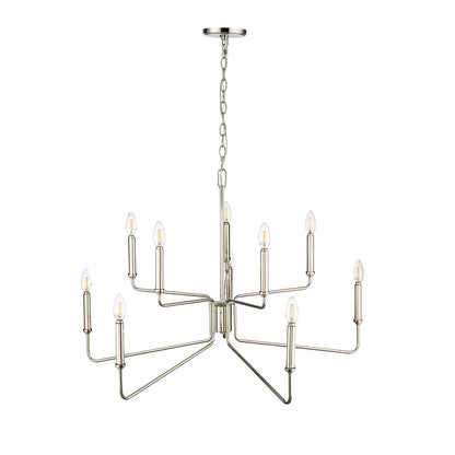 Millennium Lighting Raven 10Lt Chandelier, Polished Nickel
