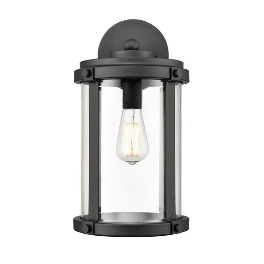 Millennium Pennfield 1Lt 17" Outdoor Wall Sconce, Black/Clear - 290101-TBK