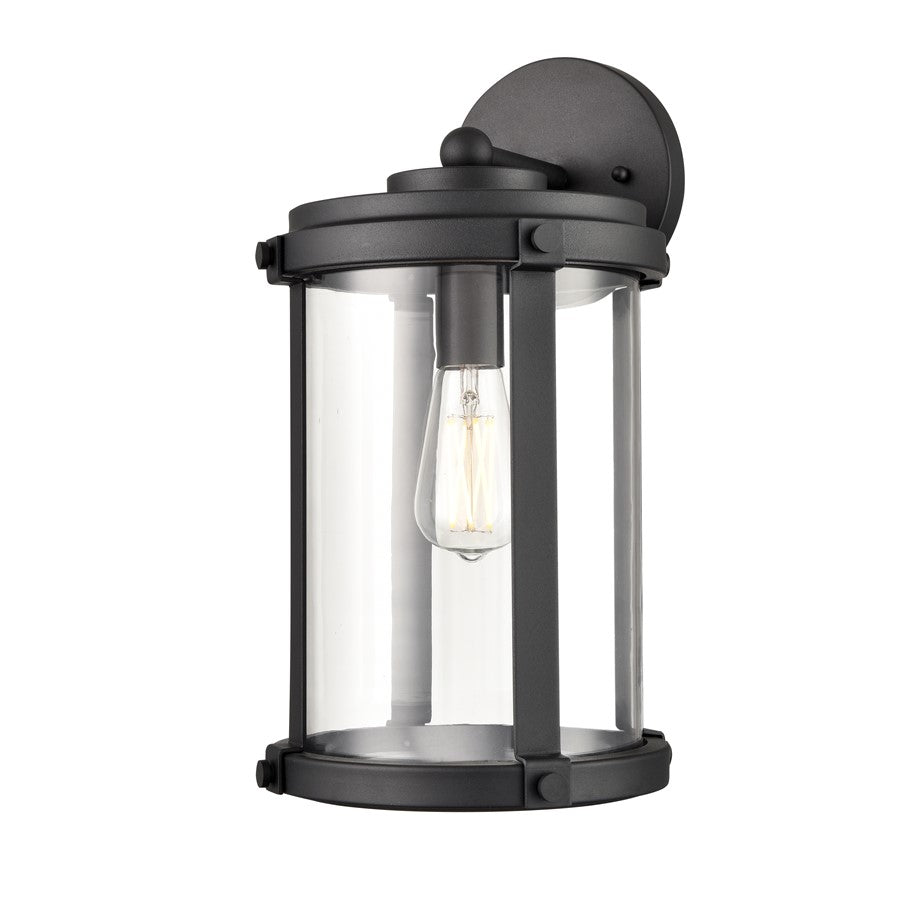 Millennium Pennfield 1Lt 17" Outdoor Wall Sconce, Black/Clear