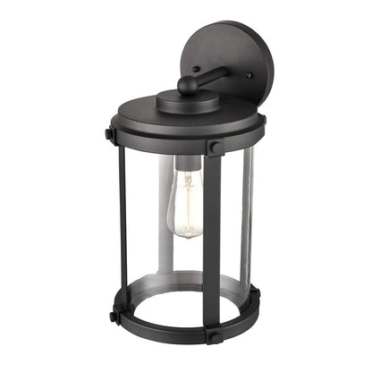 Millennium Pennfield 1Lt 17" Outdoor Wall Sconce, Black/Clear