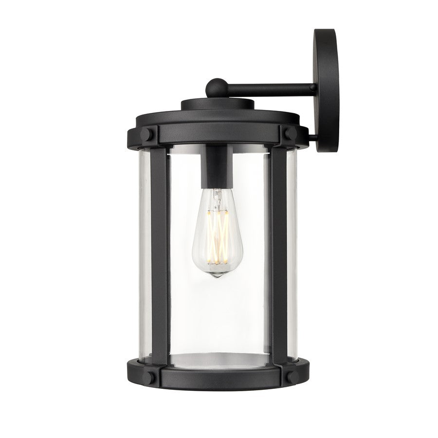 Millennium Pennfield 1Lt 17" Outdoor Wall Sconce, Black/Clear