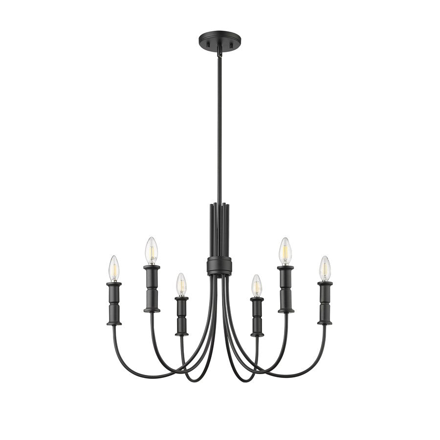 Millennium Lighting Potiss 6 Light Chandelier, Matte Black
