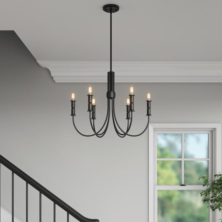 Millennium Lighting Potiss 6 Light Chandelier, Matte Black