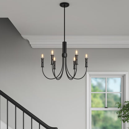 Millennium Lighting Potiss 6 Light Chandelier, Matte Black