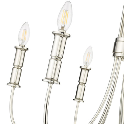 Millennium Lighting Potiss 6Lt Chandelier, Polished Nickel
