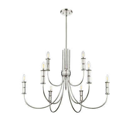 Millennium Lighting Potiss 9Lt Chandelier, Polished Nickel