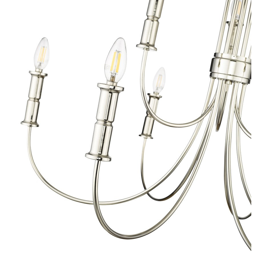 Millennium Lighting Potiss 9Lt Chandelier, Polished Nickel