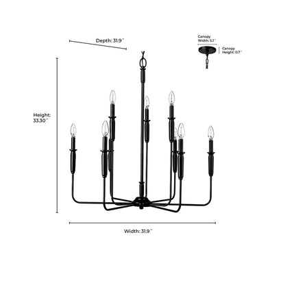 Millennium Lighting Savanne 9Lt Chandelier, Black