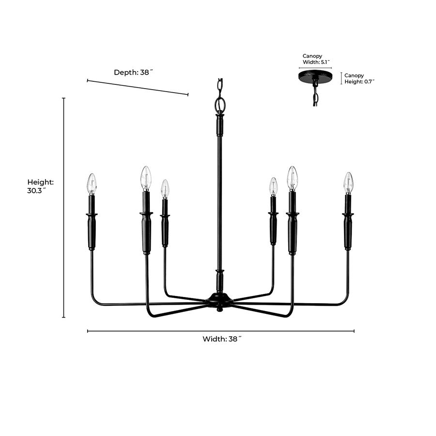 Millennium Lighting Savanne 6Lt 31" Chandelier, Black
