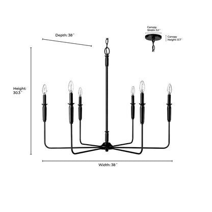 Millennium Lighting Savanne 6Lt 31" Chandelier, Black
