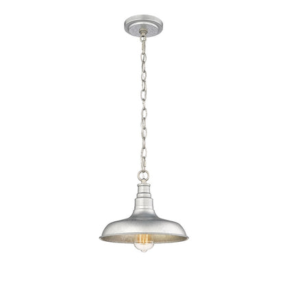 Millennium Lighting Milltown 1 Light Outdoor Pendant, Galvanized